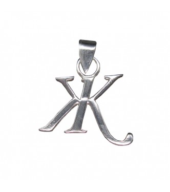 PE001430 Sterling Silver Pendant Charm Letter Ж  Cyrillic Solid Genuine Hallmarked 925